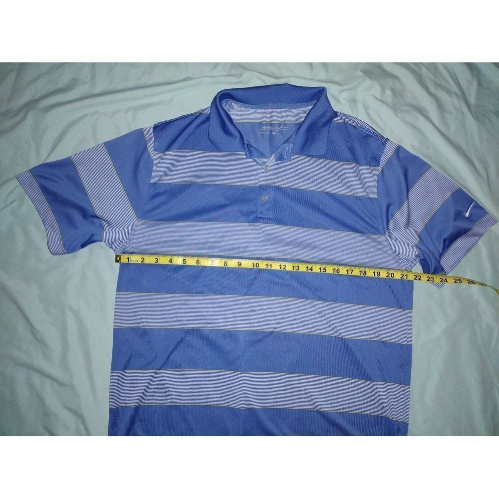Nike Golf Dri Fit Men's Blue Striped Polo Shirt‎ Short Sleeve Size Large - Picture 3 of 5